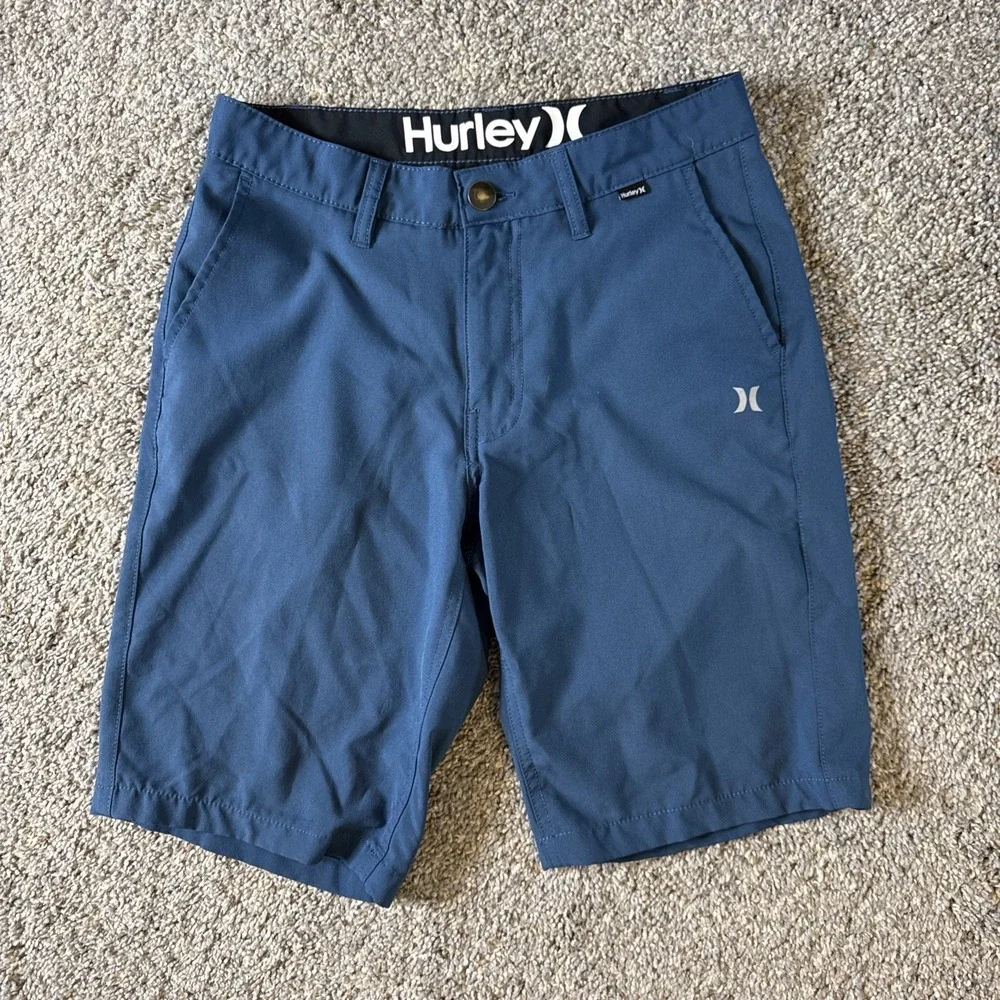 Hurley Men's Shorts Navy Blue Lightweight Chino Beach‎ Casual Inseam 10
